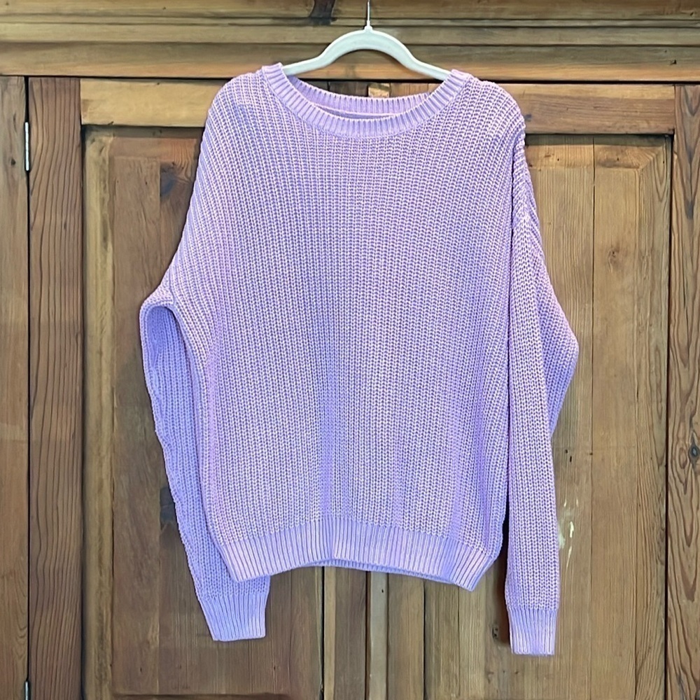 Sonoma Lilac Purple Ribbed Chucky Crewneck Sweater Sz. MD